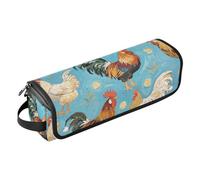 Hot Hair Tools Travel Bag with Removable Heat Resistant Mat Double-Layer Travel Carrying Case for Flat Irons, Straighteners, Curling Irons, Rooster Animal Blue Art Painting