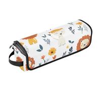 Hot Hair Tools Travel Bag with Removable Heat Resistant Mat Hair Tools Organizer Storage Bag for Curling Iron Straightener Flat Hair Dryer, Cartoon Sweet Lion White