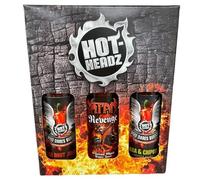 Hot Headz - Naga Hot Sauce Gift Set Including 3x 148ml Hot Chilli Spicy Sauces. Selection Box For Any Dishes And Snacks. All Natural Flavours, Ideal As A Marinade And For Dipping.