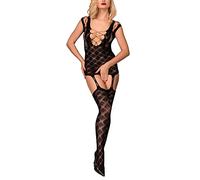 Hot in Here Sexy Ladies Bodystocking Diamonds, Black,S-L