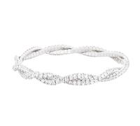 HOT JEWELRY BOX Open Memory Wire Bracelet for Women - Double Stack with 1.8mm Clear CZ Adjustable Cute Jewelry & Aesthetic Accessories - Luxury Layering Piece for Classic and Chic Style, 2.4, Rhodium