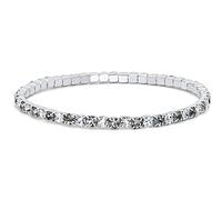 HOT JEWELRY BOX Rhodium Plated Stacking Bracelets Crystal Bracelet for Women Stones & Memory Wire Stretchable Bracelet | Perfect Trendy Gift for Daily Wear & Elegant Jewelry for Women, Silver Cubic
