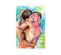 Hot Kiss Gay Painting Man Wall Art Lover Wall Art Canvas Painting Poster Canvas Poster Bedroom Decor Landscape Office Room Decor Gift Unframe: 12x18inch(30x45cm)