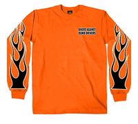 Hot Leathers Bikers Against Dumb Drivers Long Sleeve T-Shirt (Safety Orange, Large)