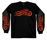 Hot Leathers Fire Bobber Long Sleeve T-Shirt (Black, Large)