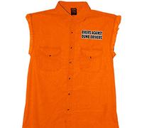 Hot Leathers - GMD5090 SAFETY ORANGE, L Bikers Against Dumb Drivers Sleeveless Denium Shirt (Safety Orange, Large)