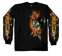 Hot Leathers GMS2068 Electric Skull Long Sleeve Biker T-Shirt (Black, XX-Large)
