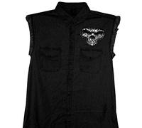 Hot Leathers Men's Denim Shredder Skull Sleeveless Shirt (Black, X-Large)