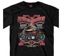 Hot Leathers Ol' Bikes & Whiskey 100% Cotton Double Sided Printed Biker T-Shirt Black