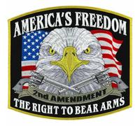 Hot Leathers Sew or Iron On Embroidered | America's Freedom 2Amnd Patch 4 Denim Leather Jacket & Vest | PPA3380-5W x 4H