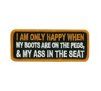 Hot Leathers Sew or Iron On Embroidered | Boots On Peg A.. in Seat Patch 4 Denim Leather Jacket & Vest | PPW1087-4W x 2H