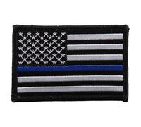 Hot Leathers Sew or Iron On Embroidered | Flag Thin Blue Line Patch for Denim, Leather Jacket and Vest | PPF5111-3W x 2H