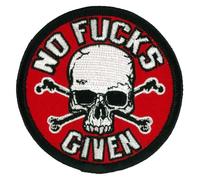 Hot Leathers Sew or Iron On Embroidered | No Fs Given W/Skull Patch for Denim, Leather Jacket & Vest | PPW1032-3W x 3H