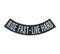 Hot Leathers Sew or Iron On Embroidered Ride Fast Live Hard Bottom Patch 4 Denim Leather Jacket & Vest PPM5203-12W x 3H