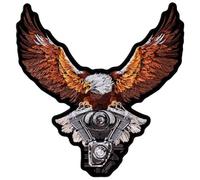 Hot Leathers Sew or Iron On Embroidered | Storm Clouds Eagle Patch for Denim, Leather Jacket & Vest | PPA8229-12W x 12H