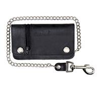 Hot Leathers Unisex-Adult Naked Leather Wallet with Change Pocket and Chain (Black, 6")