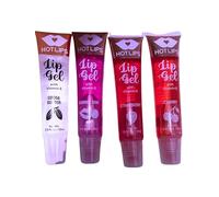 Hot Lips Gel with Vitamin E - Moisturizing & Hydrating Lip Gel - Repairs Dry & Chapped Lips Non-Stick Formula, Long-Wearing, Assorted Flavours (Pack of 4, Cherry, Bubble Gum, Strawberry, Cocoa Butter)