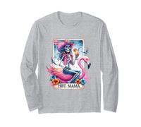 Hot Mama Basic Pink Skeleton Cowgirl Flamingo Tarot Card Long Sleeve T-Shirt