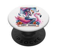 Hot Mama Basic Pink Skeleton Cowgirl Flamingo Tarot Card PopSockets Adhesive PopGrip