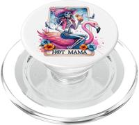Hot Mama Basic Pink Skeleton Cowgirl Flamingo Tarot Card PopSockets PopGrip for MagSafe
