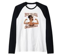 Hot Mama Has Muscles Motivational Raglan Baseball Tee