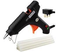 Hot Melt Glue Gun with 11mm x 200mm Adhesive Sticks - No-Drip Metal Nozzle, Easy to Press Trigger - 60/100w Strong Electric UK Plug with Safety Stand - Supplies for Art & Crafting, DIY