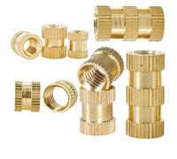 Hot Melt Nut Brass Insert Nutsert Injection Molding Knurled Embedded Copper Heat Thread Nuts Inserts M2 .5 M3 M4 M5 M6 M8 M10 Brass Knurled Inserts Nut Embed(Length 8mm,M4(OD5mm) 50Pcs)