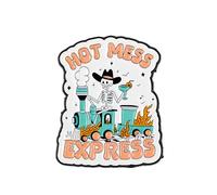 Hot Mess Express Burnout Skeleton Pin Brooch, Chaotic Energy Enamel Pin, Gift For Sassy Friend Coworker, Funny Disaster Pin, Mental Breakdown Lapel Badge, Sarcastic Quote Brooches, Overworked Skeleton