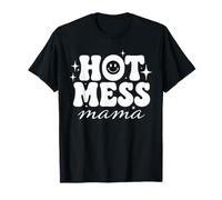 Hot Mess Mama Funny Busy Mother Messy Bun Aesthetic T-Shirt