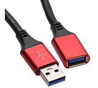 Hot Metal USB 3.0 SuperSpeed Cable Extension Lead A Plug to Female Socket Red 2m