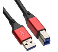 Hot Metal USB 3.0 SuperSpeed Cable Type Plug A to Type B Plug Lead Red 2m