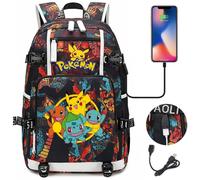 Hot MINISO Set Pikachu Pokémon Men Women USB Charging Laptop Travel Backpacks Boys Girls Teenager Student School Bags Mochila 18 Inch Picture Color