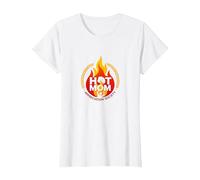 Hot Mom Appreciation Society Fiery Motherhood Tribute T-Shirt, Women, White, XS