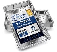 Hot n Fresh 20 x Aluminium Foil Tray 32cm x 20cm x 3cm Heavy Duty Disposable Baking Grilling BBQ Roasting Cooking Tray Freezer & Microwave Safe