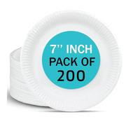 Hot n Fresh Compostable Paper Plates 7-Inch [Pack of 200] - Round Plates for Parties, BBQs, Heavy-Duty, Eco-Friendly, Biodegradable, PFAS-Free, Microwave Safe
