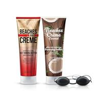 Hot Natural Bronzing Butter 250ml with Coconut Bronzing Butter 250ml and Sunbed Goggles,Bundle - Sizzling Accelerator for Fast Deep Tan, Carrot Oil Vitamin A Glow, Shea Butter Hydration.