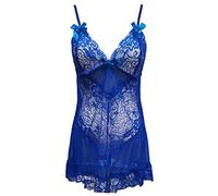 Hot Nightie for Ladies See Through Sleepwear Women's Sexy Lace Night Dress Lingerie with Thong Plus Size Lingerie for Women 5X Corset Sexy Bra Blue