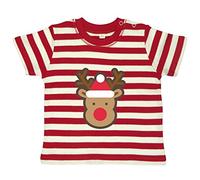 Hot Off The Press Christmas Red/White Striped Baby/Toddler T-Shirt Reindeer Design 3/6-18/24 Months