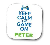 Hot Off The Press UK Personalised Keep Calm Gamer Coaster/Drink Mat