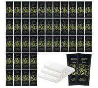 Hot or Cold Moist Cotton Towel Bulk Moist Towelettes Individually Wrapped 8.7" x 8.7",White Towel Services,Refreshment Pre Moistened Towels Lemon Scent for Travel Sport Party Spa Dentist Hote50