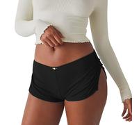 Hot Pants Shorts Women Sexy - Striped Boxer Shorts Womens Low Rise Solid Colour Pyjama Shorts Women Fashion Stretch Tights Holiday Hot Pants Soft Comfort Dance Gym Club Wear Shorts Cute Casual Shorts