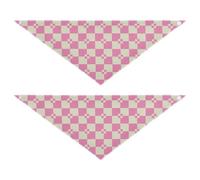 Hot Peach Beige Checkered Dog bandanas bulk Snap Button Soft Dog Scarf Cute Pet Accessories for Dogs Cats M