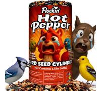 Hot Pepper Bird Seed Cylinder with Hole - Squirrel Proof Bird Seed Spicy - Perfect for Cardinals, Woodpeckers, Finches, Blue Jays & More - Wild Birdseed with No Filler - USA Made (1.5lbs & 4" x 7.75")