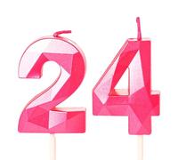 Hot Pink 24th Birthday Candles Number 24 Candles for Birthday Cake, 24th Candles Hot Pink 24 Birthday Candles for Cake, 24th Birthday Cake Toppers Cake Decorations for 24 Year Old Her Women