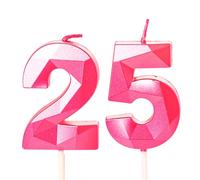 Hot Pink 25th Birthday Candles Number 25 Candles for Birthday Cake, 25th Candles Hot Pink 25 Birthday Candles for Cake, 25th Birthday Cake Toppers Cake Decorations for 25 Year Old Her Women