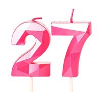 Hot Pink 27th Birthday Candles Number 27 Candles for Birthday Cake, 27th Candles Hot Pink 27 Birthday Candles for Cake, 27th Birthday Cake Toppers Cake Decorations for 27 Year Old Her Women
