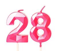 Hot Pink 28th Birthday Candles Number 28 Candles for Birthday Cake, 28th Candles Hot Pink 28 Birthday Candles for Cake, 28th Birthday Cake Toppers Cake Decorations for 28 Year Old Her Women