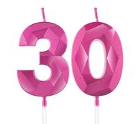 Hot Pink 30th Birthday Candles for Cake, Number 30 Candle for 30th Birthday Decorations, 3D Design Cake Topper Decor for Girls Womens Birthday Theme Party Weddings Anniversary Celebration Supplies