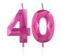 Hot Pink 40th Birthday Candles for Cake, Number 40 Candle for 40th Birthday Decorations, 3D Design Cake Topper Decor for Girls Womens Birthday Theme Party Weddings Anniversary Celebration Supplies