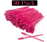 (Hot Pink, 50 Pcs) 50,100Pcs Disposable Eyelash Brush Mascara Eyebrow